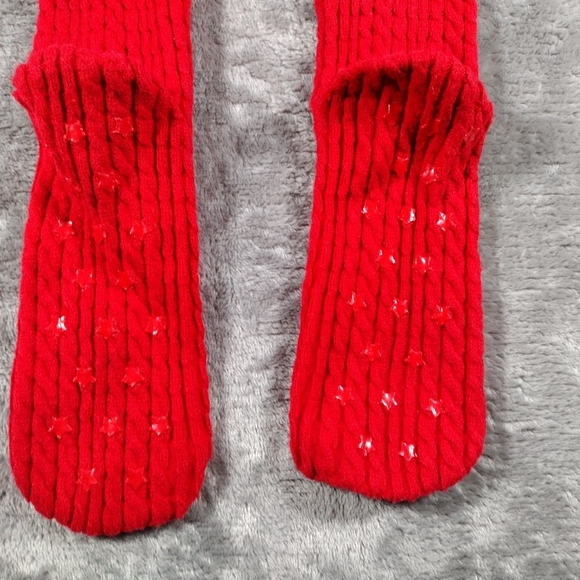 Savage Fenty Cozy Thigh-high Cable Red Sweater Knit Night Slipper Socks NWOT - Picture 2 of 3
